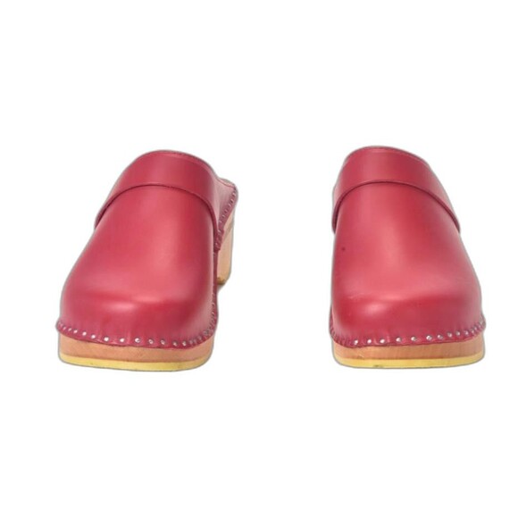 Trocentorp of Sweeden Devici Red Leather Clogs Size 40 - Picture 3 of 7